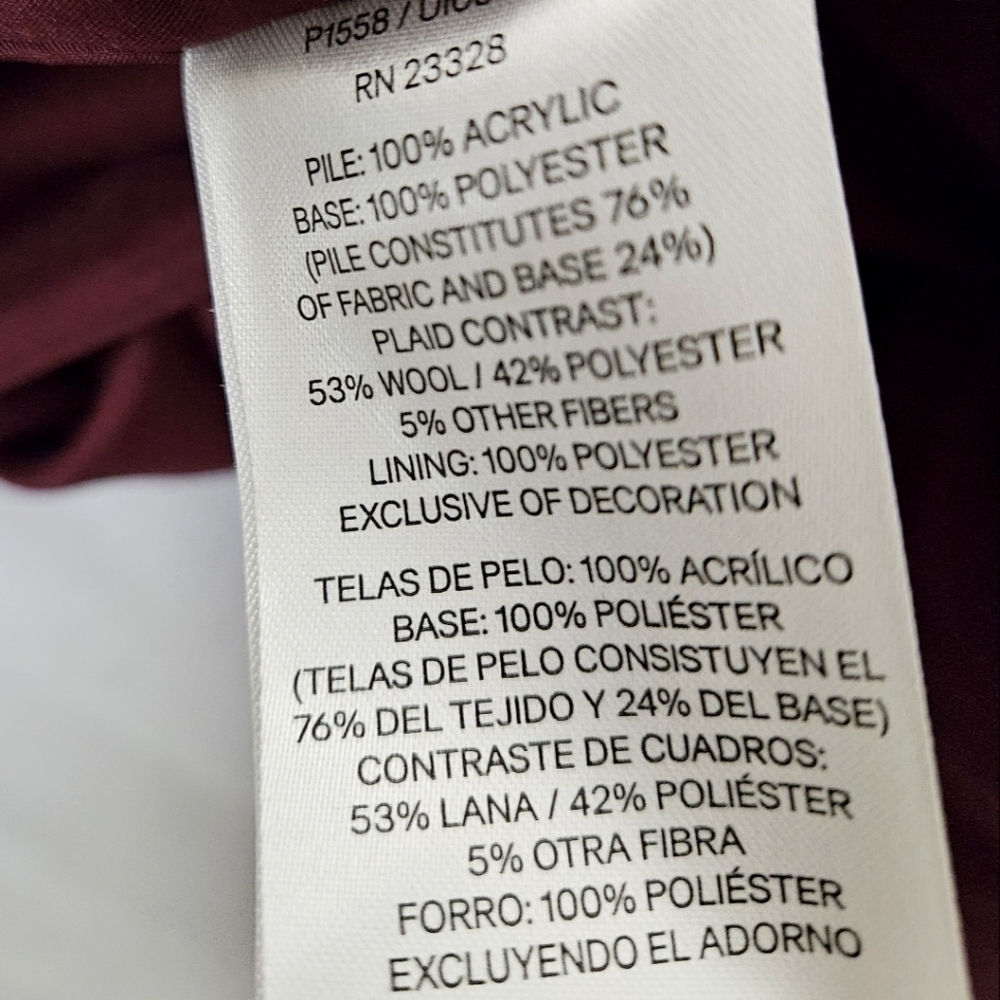 Pendleton Burgundy Plaid Sherpa Zip Up Jacket XL - Picture 6 of 10